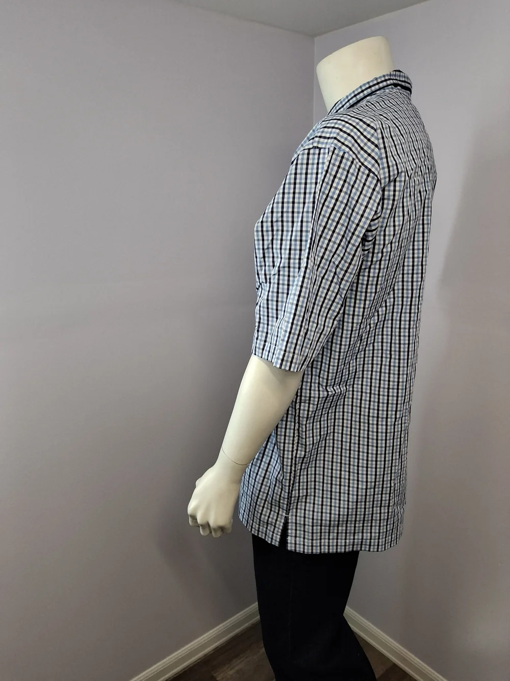 Polo Ralph Lauren Men's Blue White Black Check Woven Cotton Button-Up Pocket L